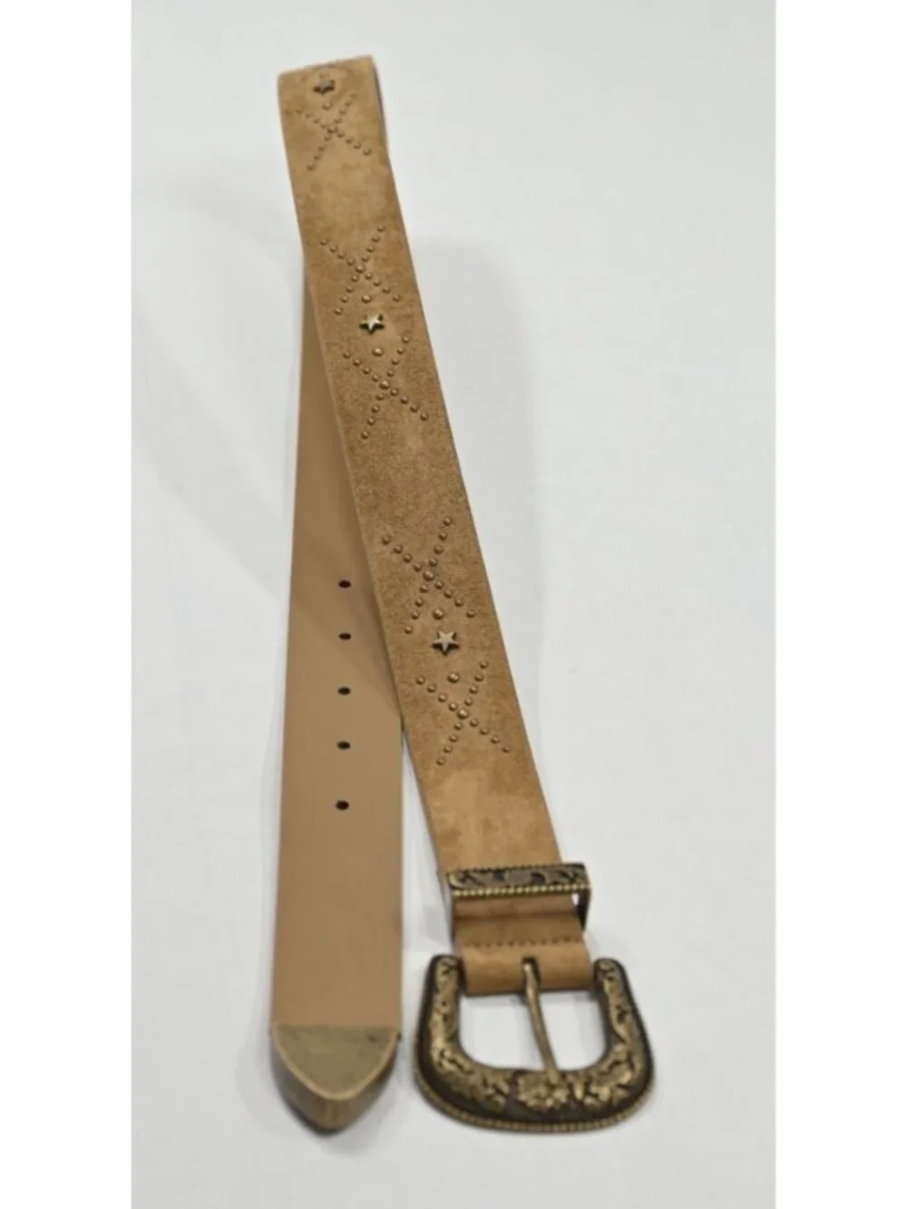 Miss Sixty Stud Embellished Suede Western Belt in Brown
